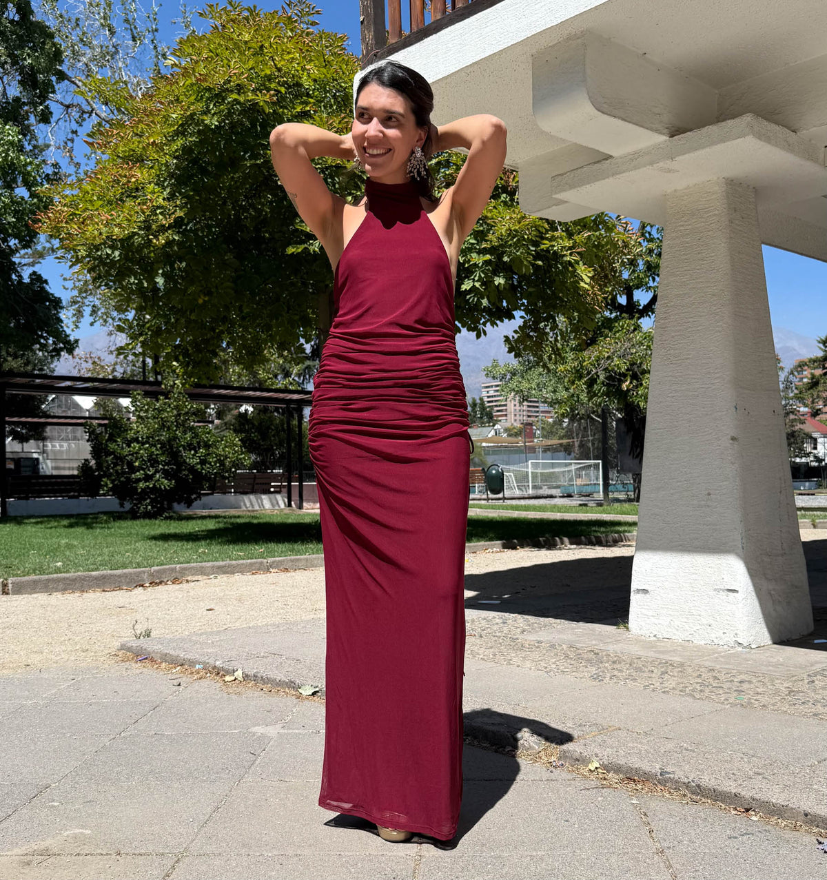 Vestido largo Consuelo burdeo, foto 2 de 8