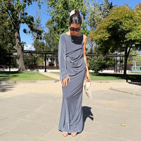 VESTIDO LARGO LUISA GRIS