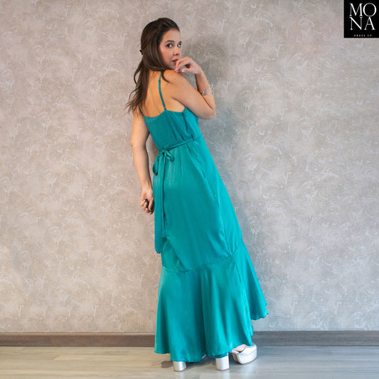 VESTIDO LARGO ISABEL TURQUESA