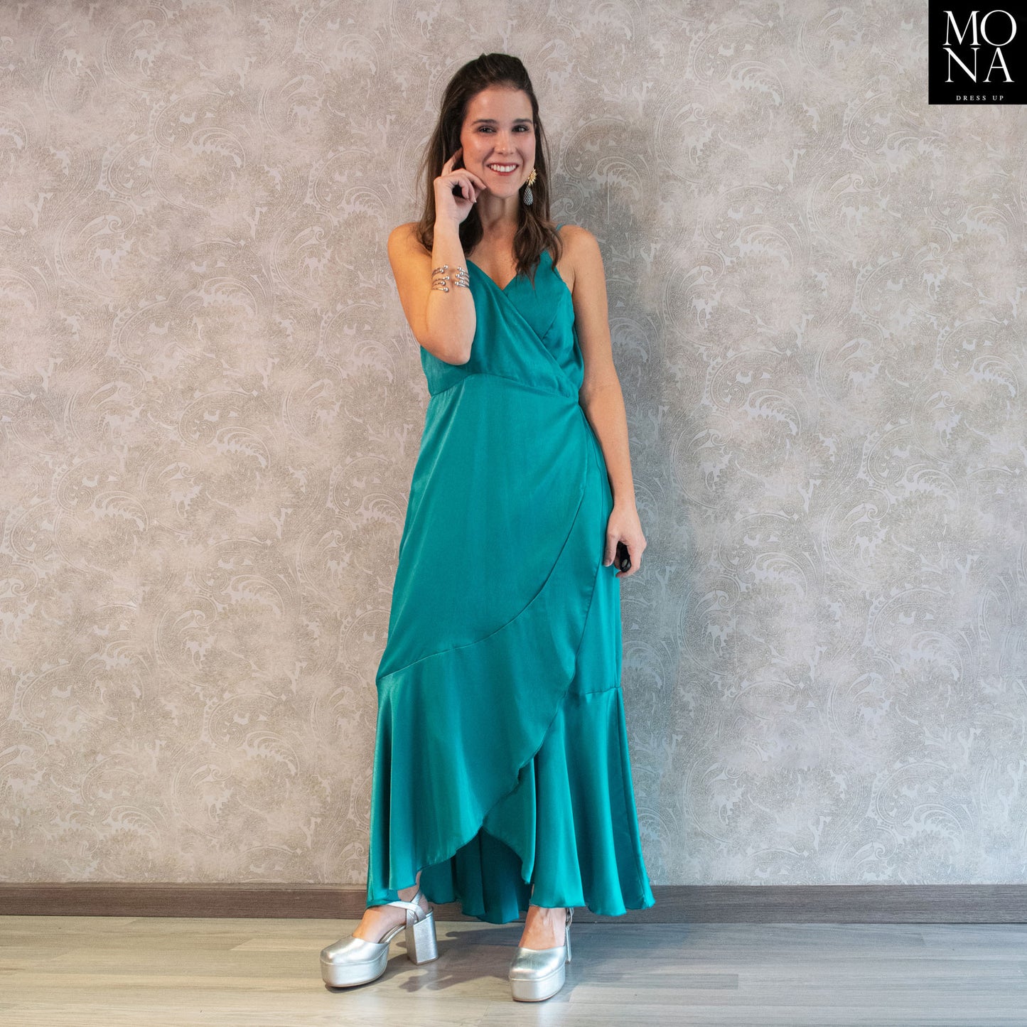 VESTIDO LARGO ISABEL TURQUESA