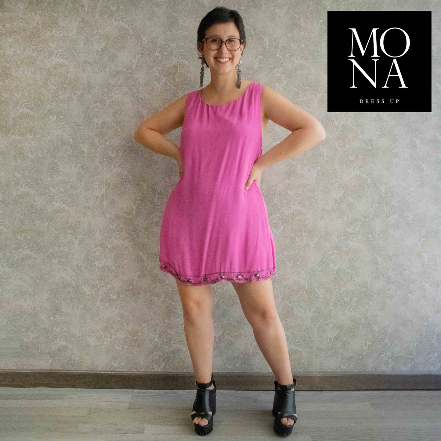 VESTIDO CORTO ESTHER ROSA