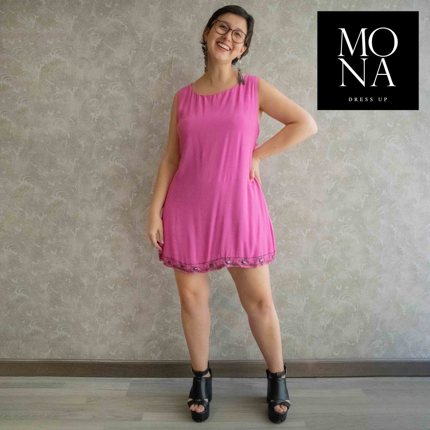 VESTIDO CORTO ESTHER ROSA