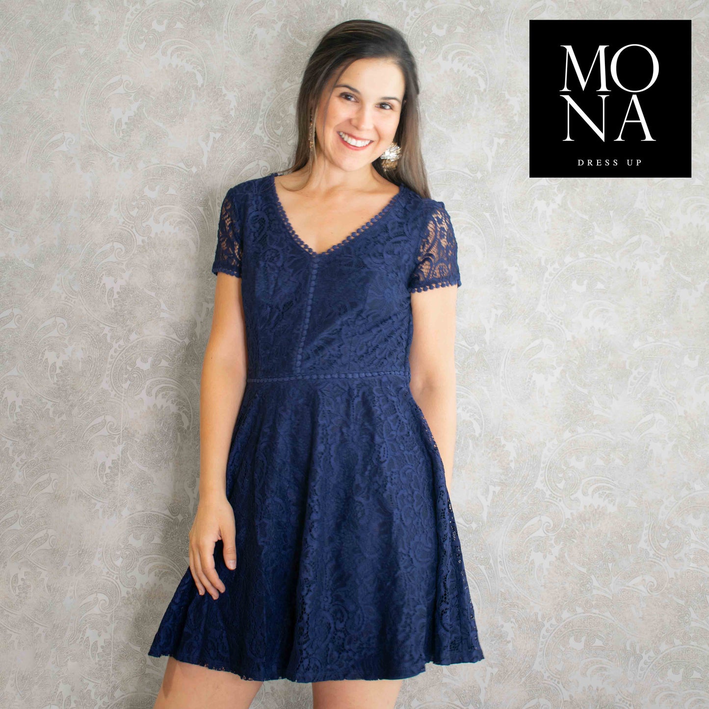 VESTIDO CORTO PALMIRA AZUL MARINO