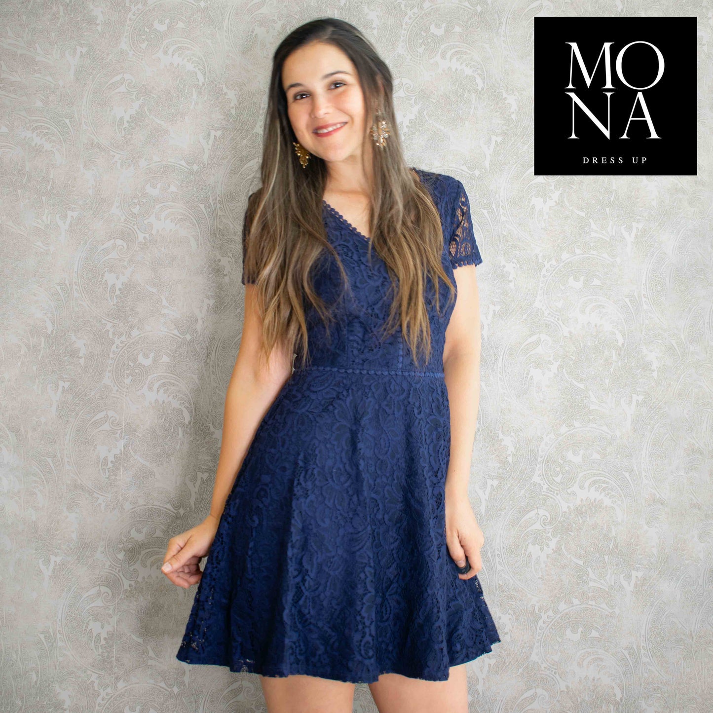 VESTIDO CORTO PALMIRA AZUL MARINO