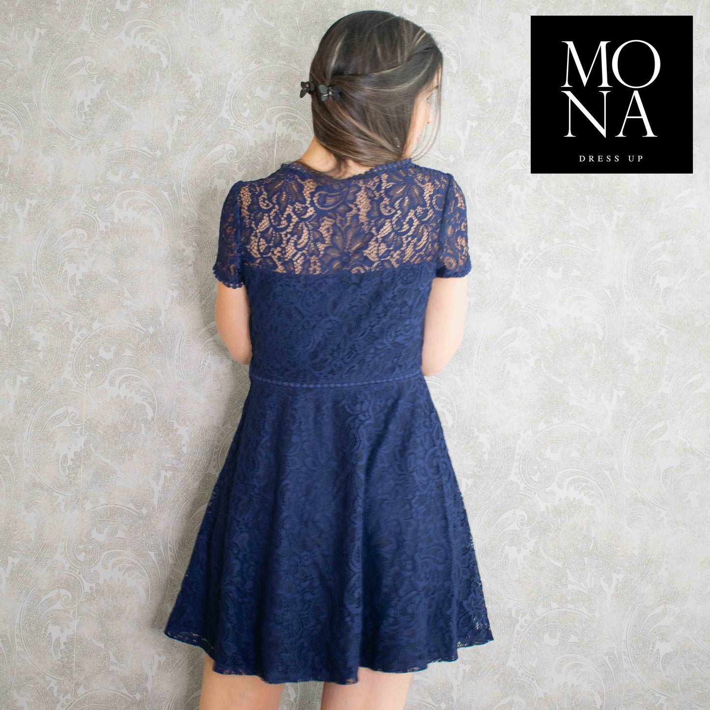VESTIDO CORTO PALMIRA AZUL MARINO