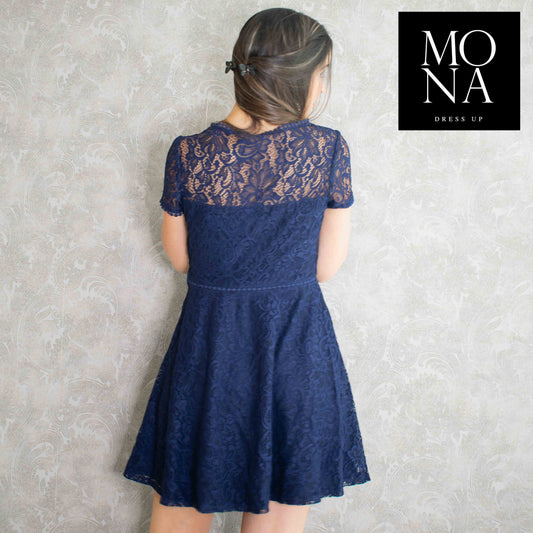 VESTIDO CORTO PALMIRA AZUL MARINO