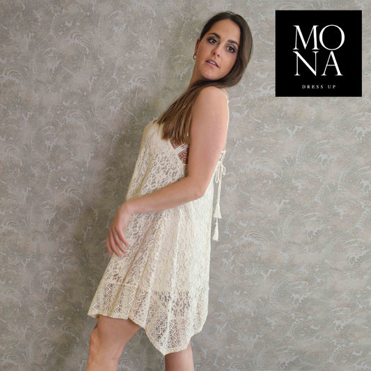 VESTIDO CORTO NORA CREMA