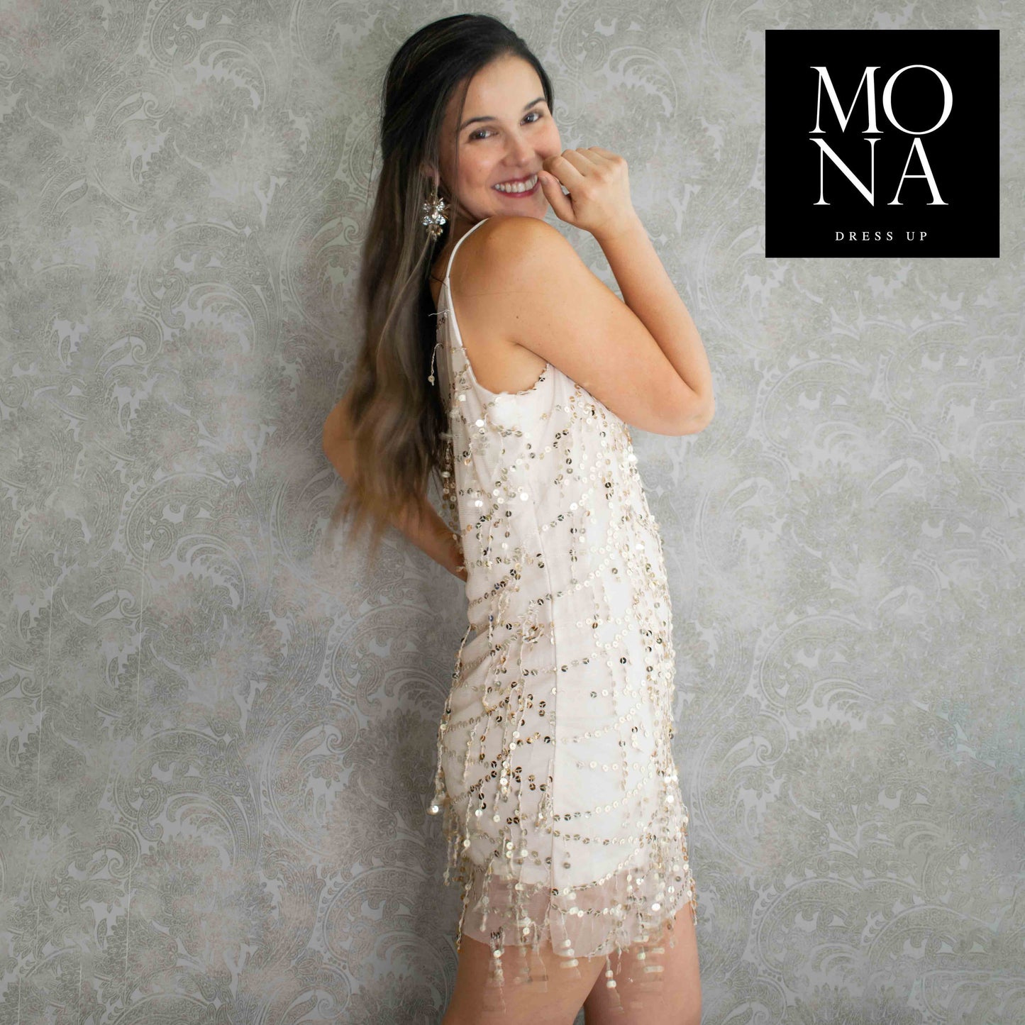 VESTIDO CORTO ERIN BEIGE