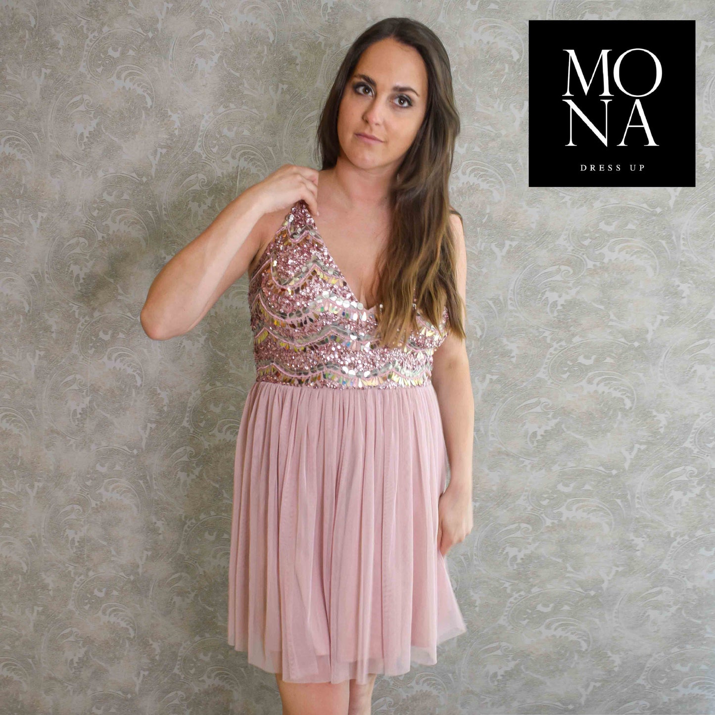 VESTIDO CORTO MARIBEL ROSADO