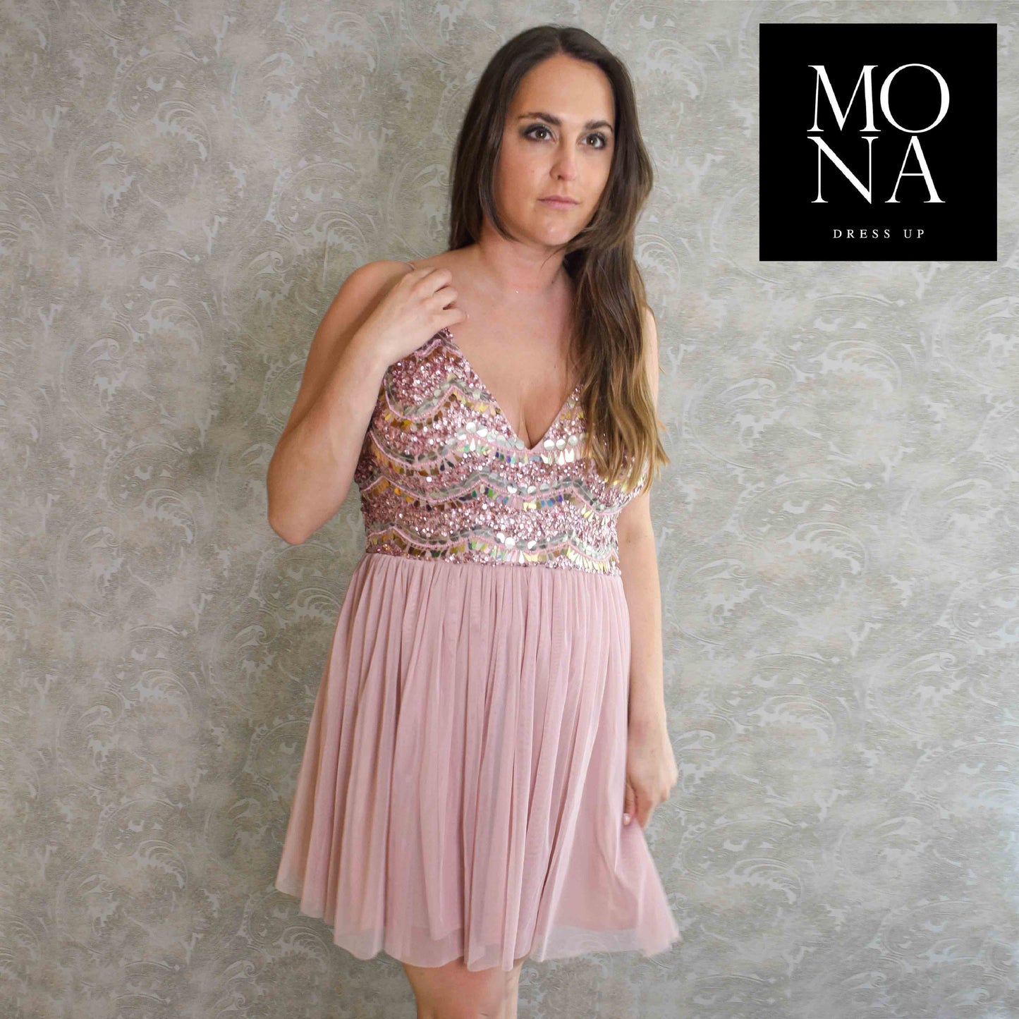 VESTIDO CORTO MARIBEL ROSADO