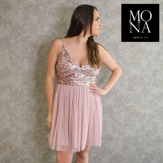 VESTIDO CORTO MARIBEL ROSADO