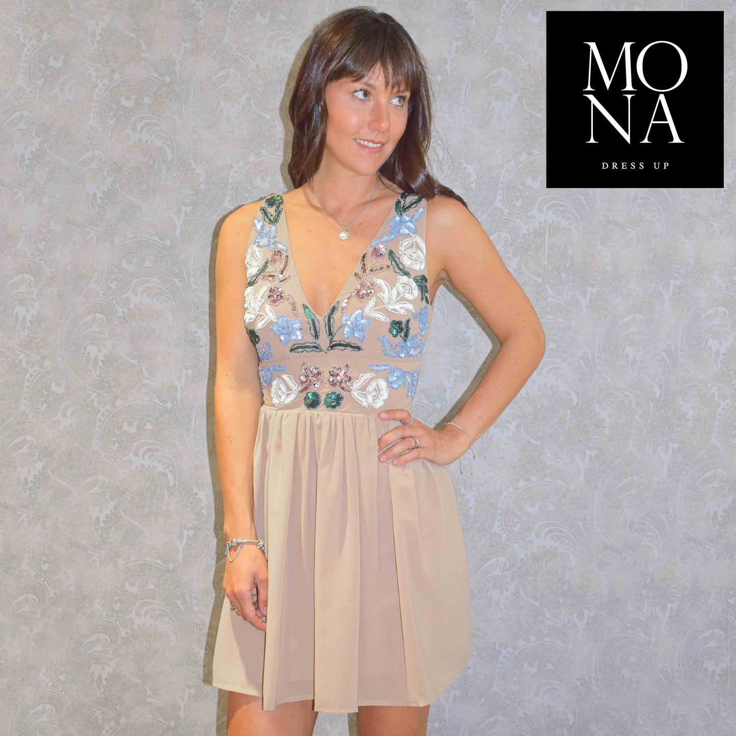 VESTIDO CORTO OFELIA BEIGE