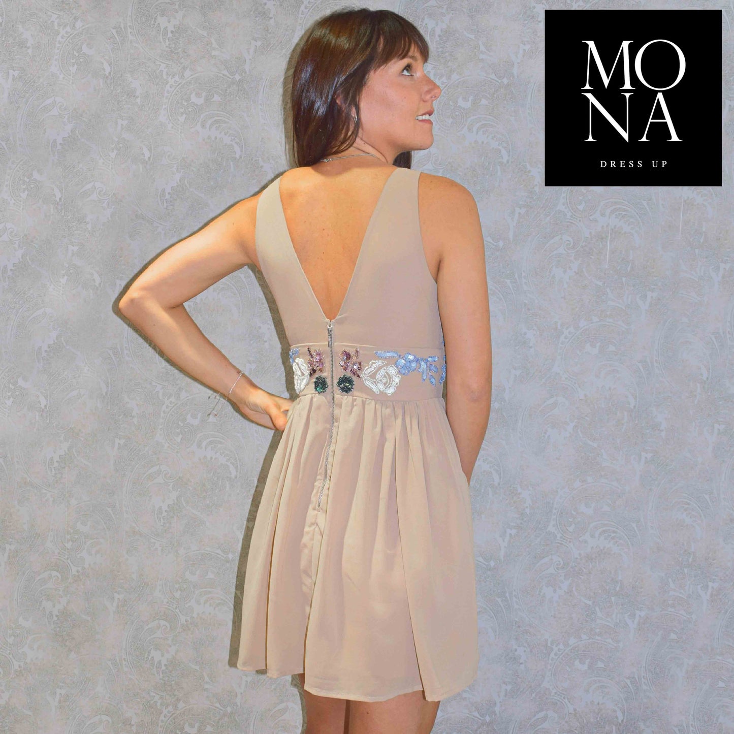 VESTIDO CORTO OFELIA BEIGE