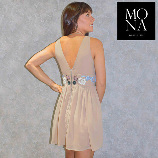 VESTIDO CORTO OFELIA BEIGE