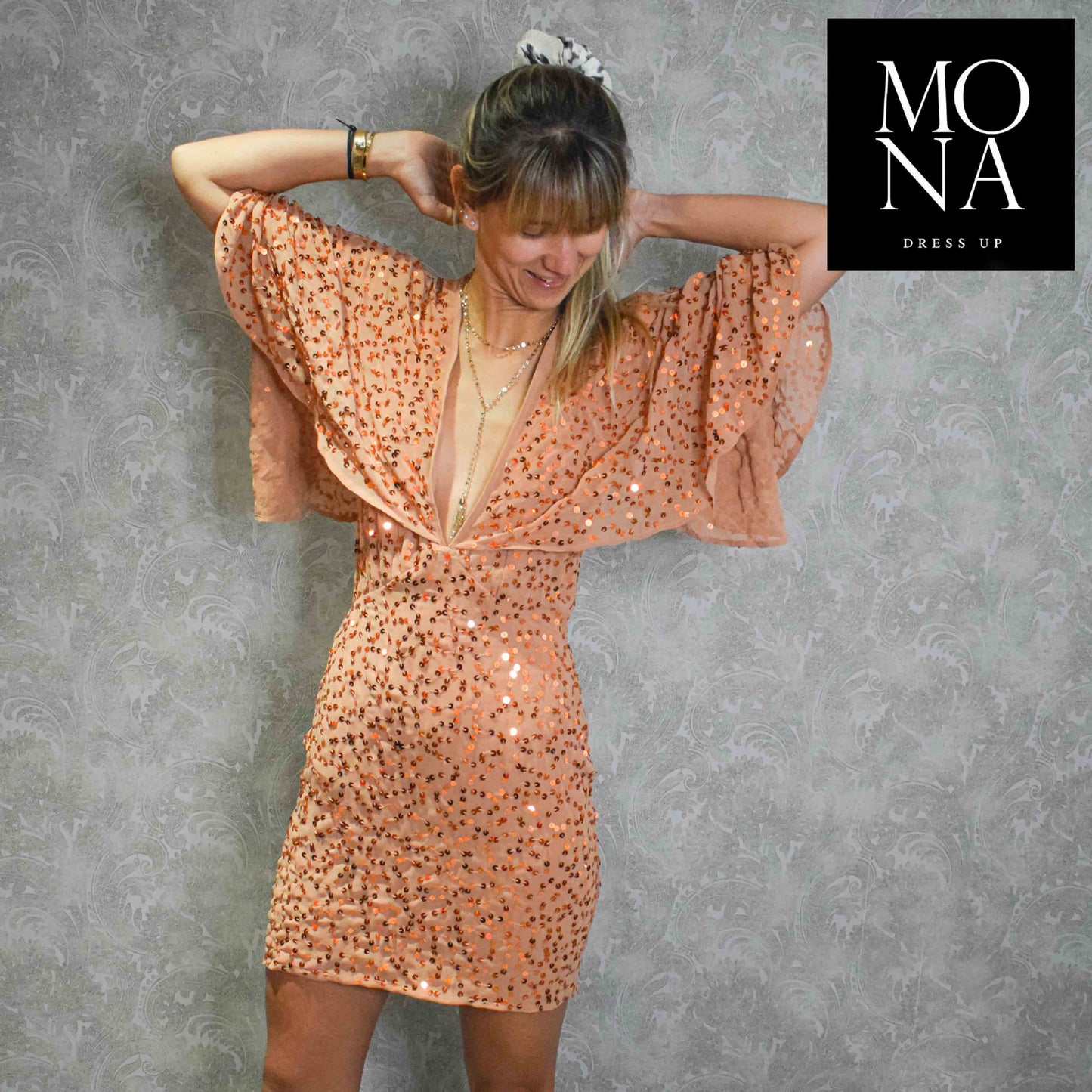 VESTIDO CORTO MIRANDA DAMASCO