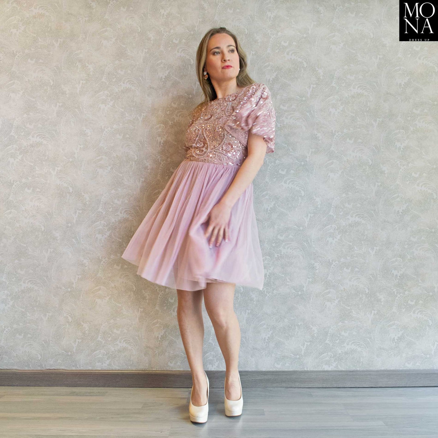 VESTIDO CORTO ALMUDENA ROSA