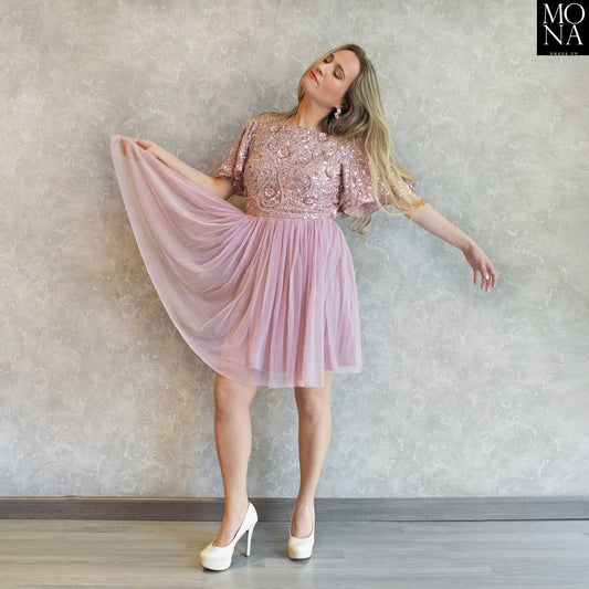 VESTIDO CORTO ALMUDENA ROSA