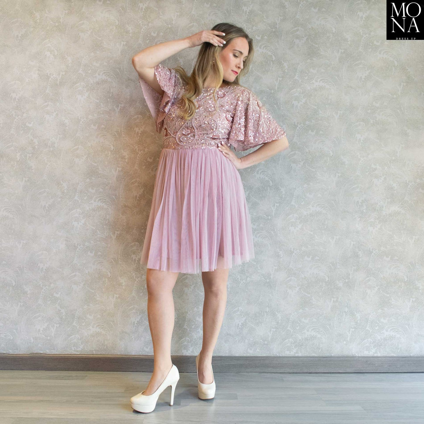 VESTIDO CORTO ALMUDENA ROSA