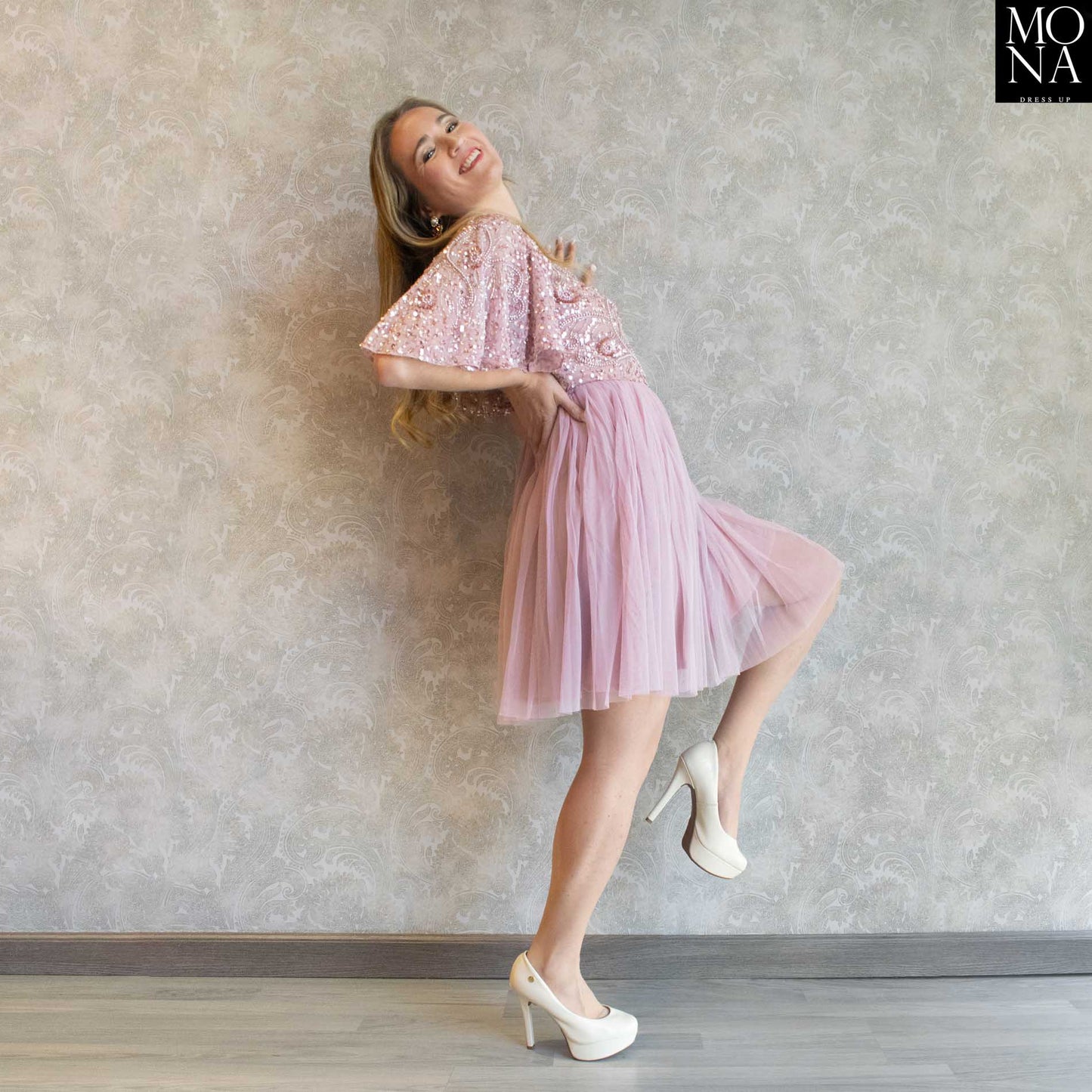 VESTIDO CORTO ALMUDENA ROSA
