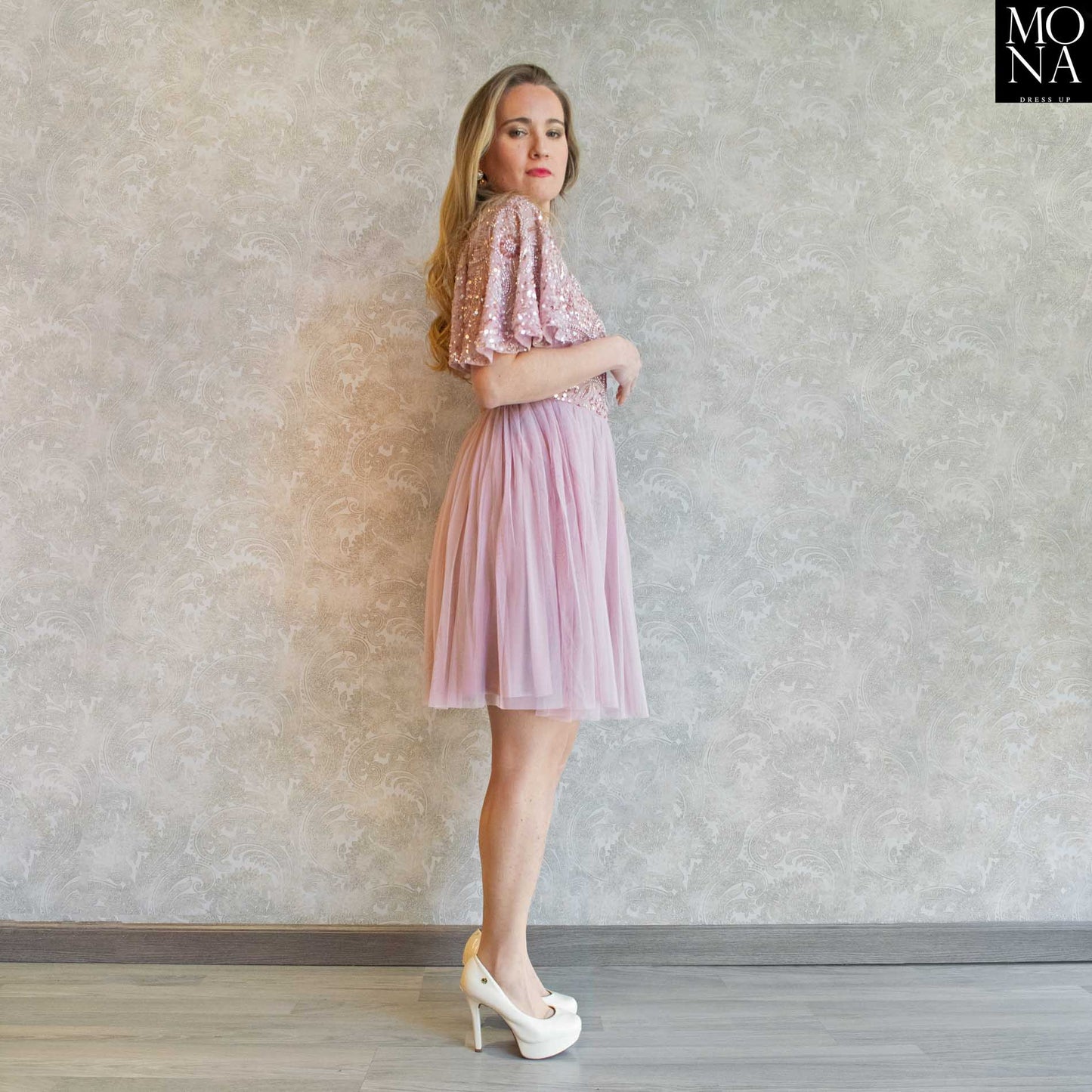 VESTIDO CORTO ALMUDENA ROSA