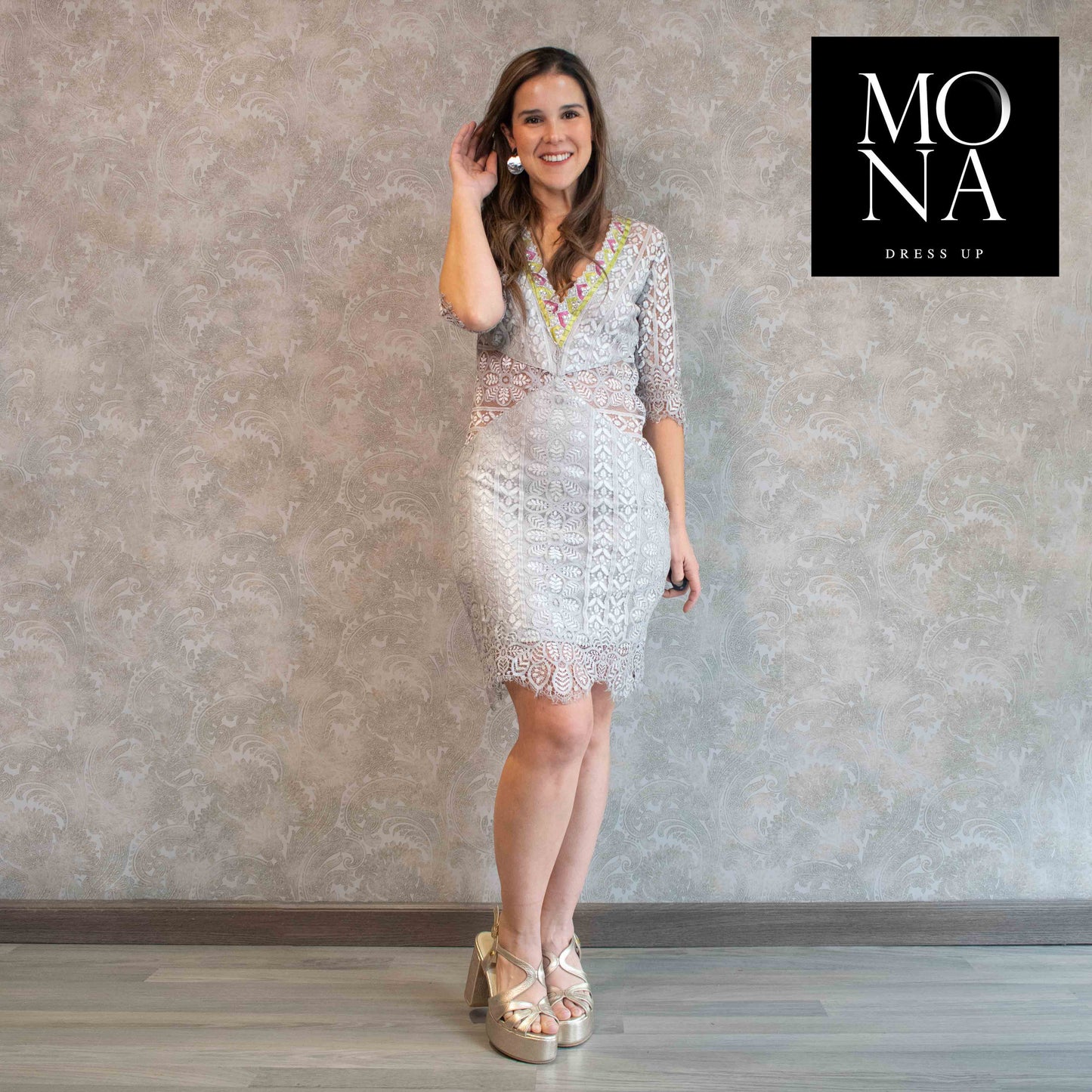 VESTIDO CORTO NEREA GRIS
