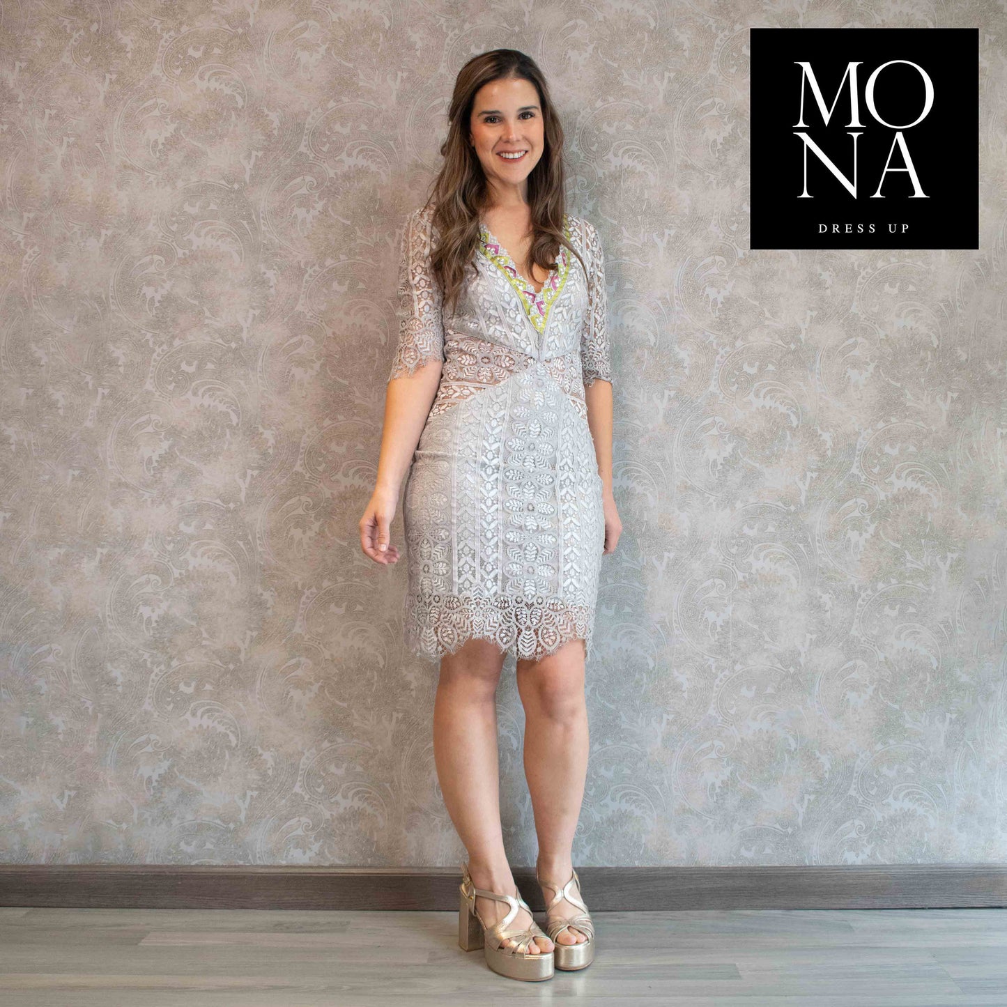 VESTIDO CORTO NEREA GRIS