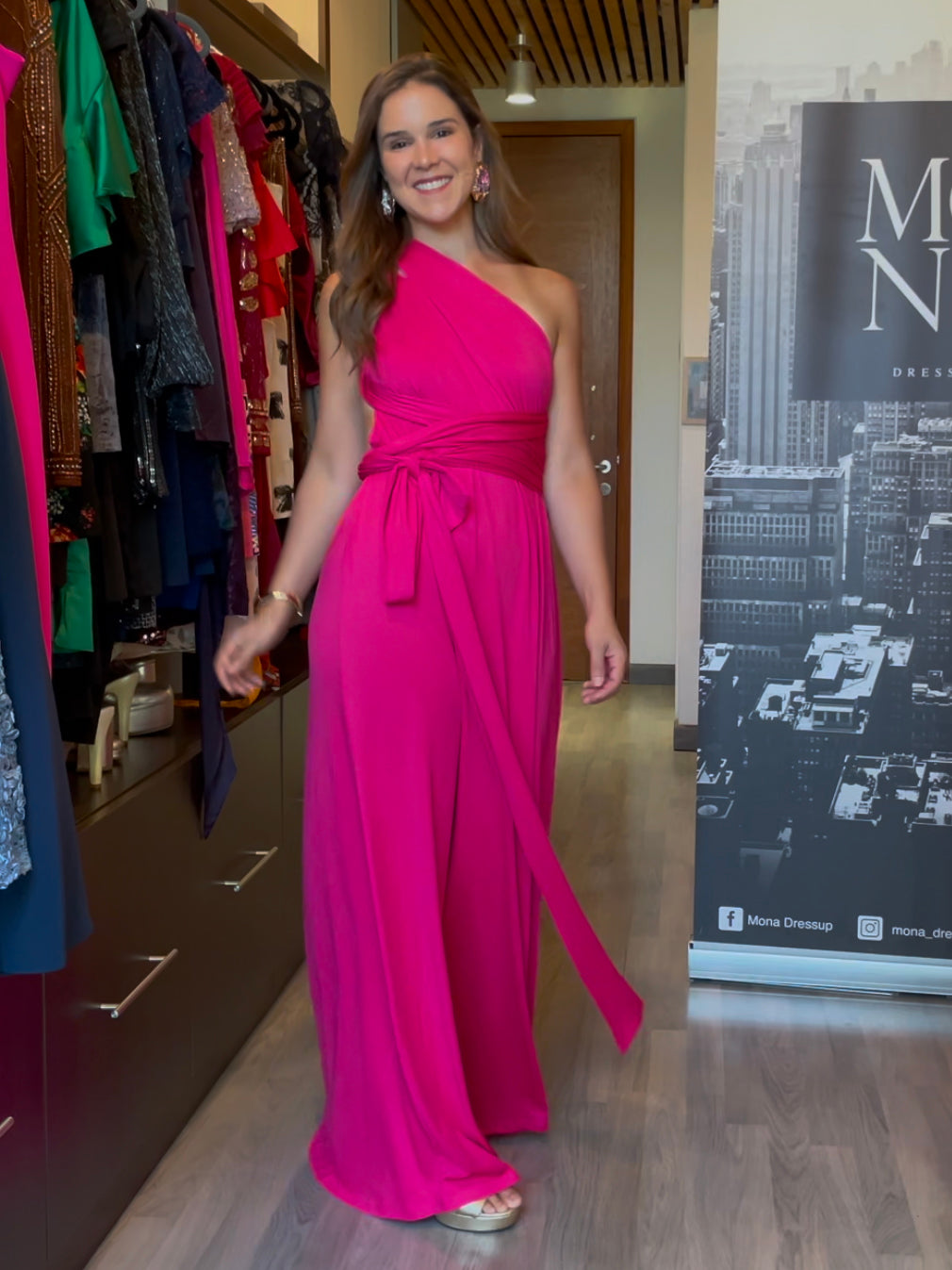 VESTIDO LARGO ESTELA FUCSIA