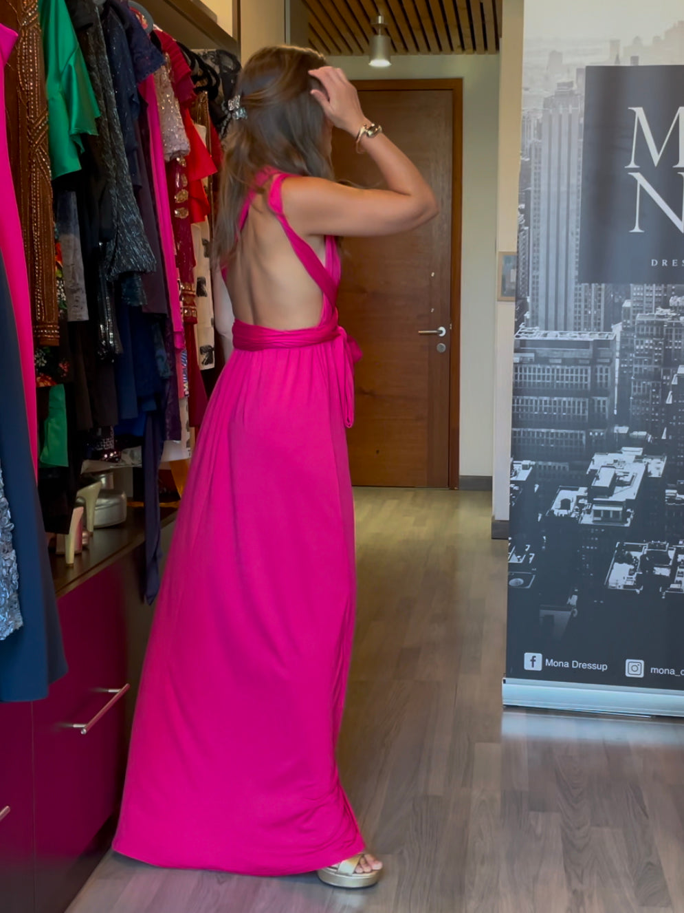 VESTIDO LARGO ESTELA FUCSIA