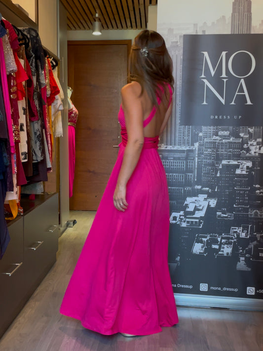 VESTIDO LARGO ESTELA FUCSIA