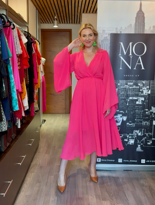 VESTIDO LARGO TRINIDAD FUCSIA