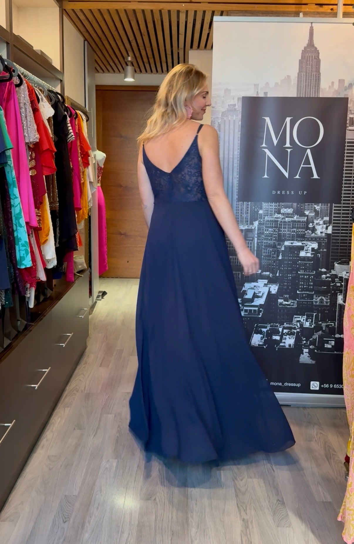 VESTIDO LARGO VERA AZUL MARINO