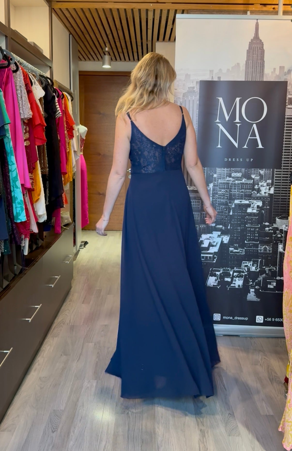 VESTIDO LARGO VERA AZUL MARINO