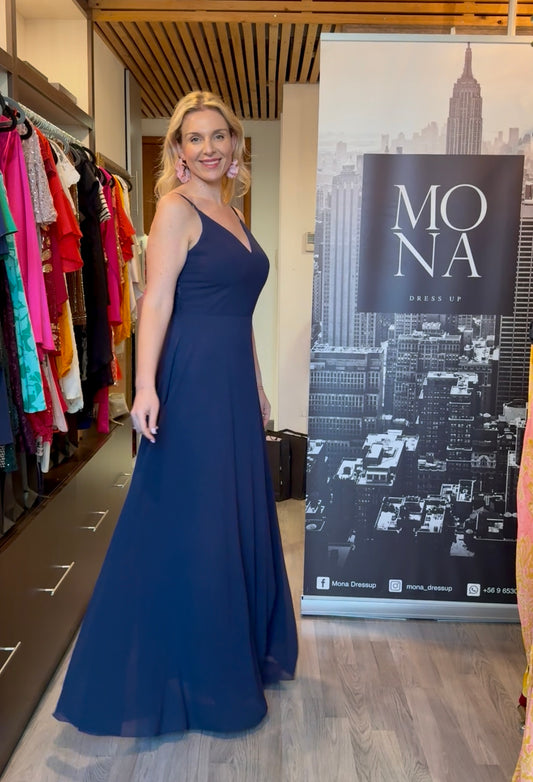 VESTIDO LARGO VERA AZUL MARINO