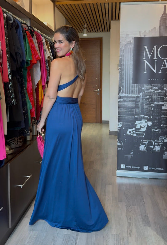 VESTIDO LARGO ESTELA AZUL MARINO