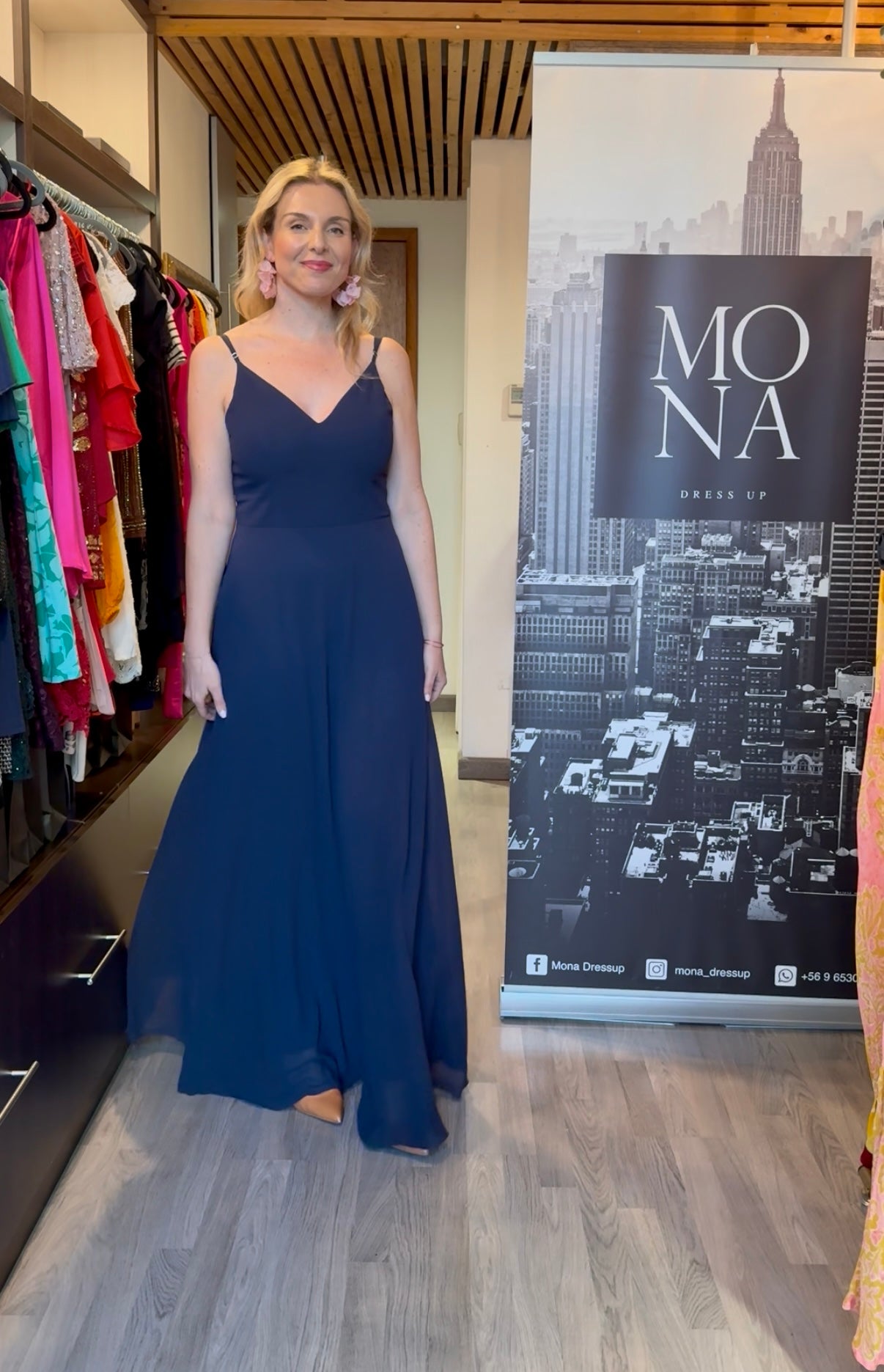 VESTIDO LARGO VERA AZUL MARINO