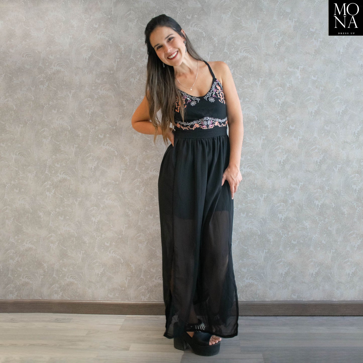 VESTIDO LARGO GUILLERMINA NEGRO