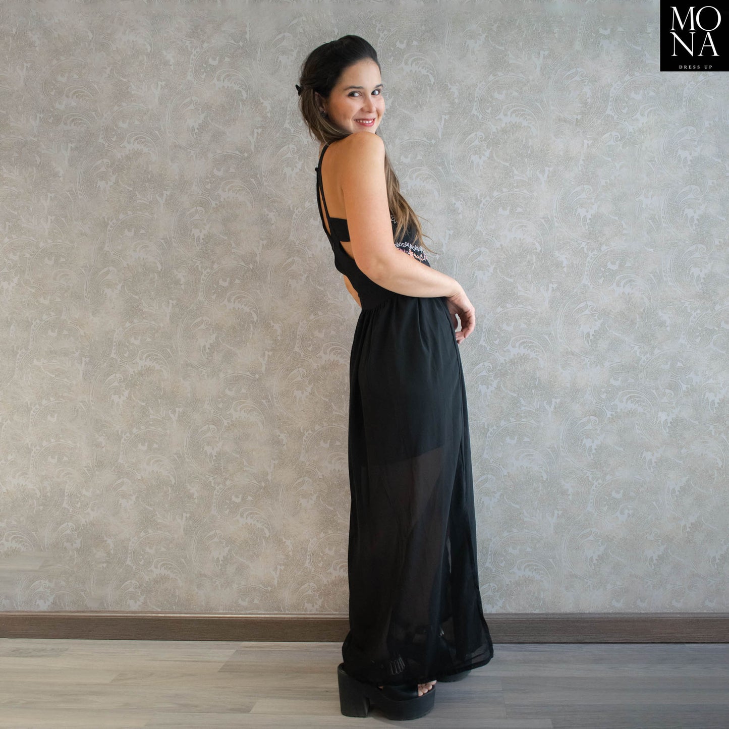 VESTIDO LARGO GUILLERMINA NEGRO