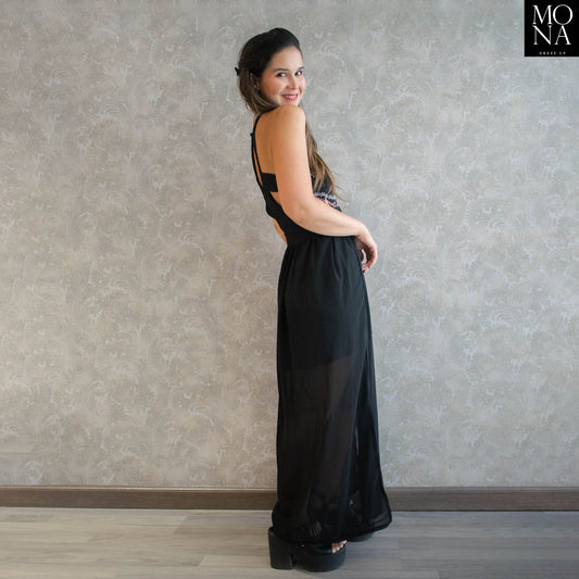 VESTIDO LARGO GUILLERMINA NEGRO