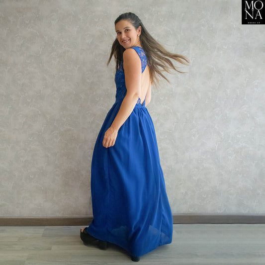 VESTIDO LARGO CAROLA AZUL