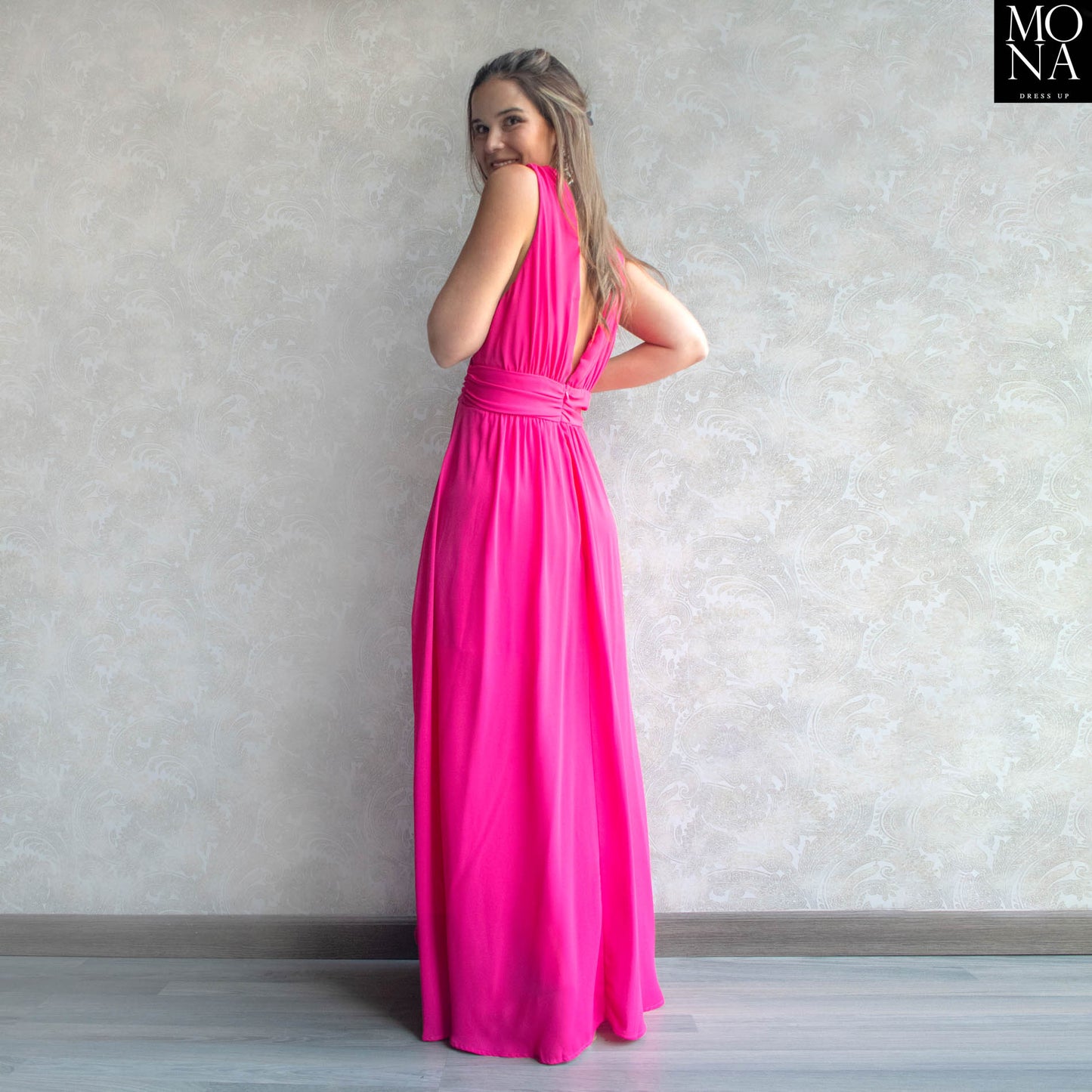VESTIDO LARGO ELISA FUCSIA
