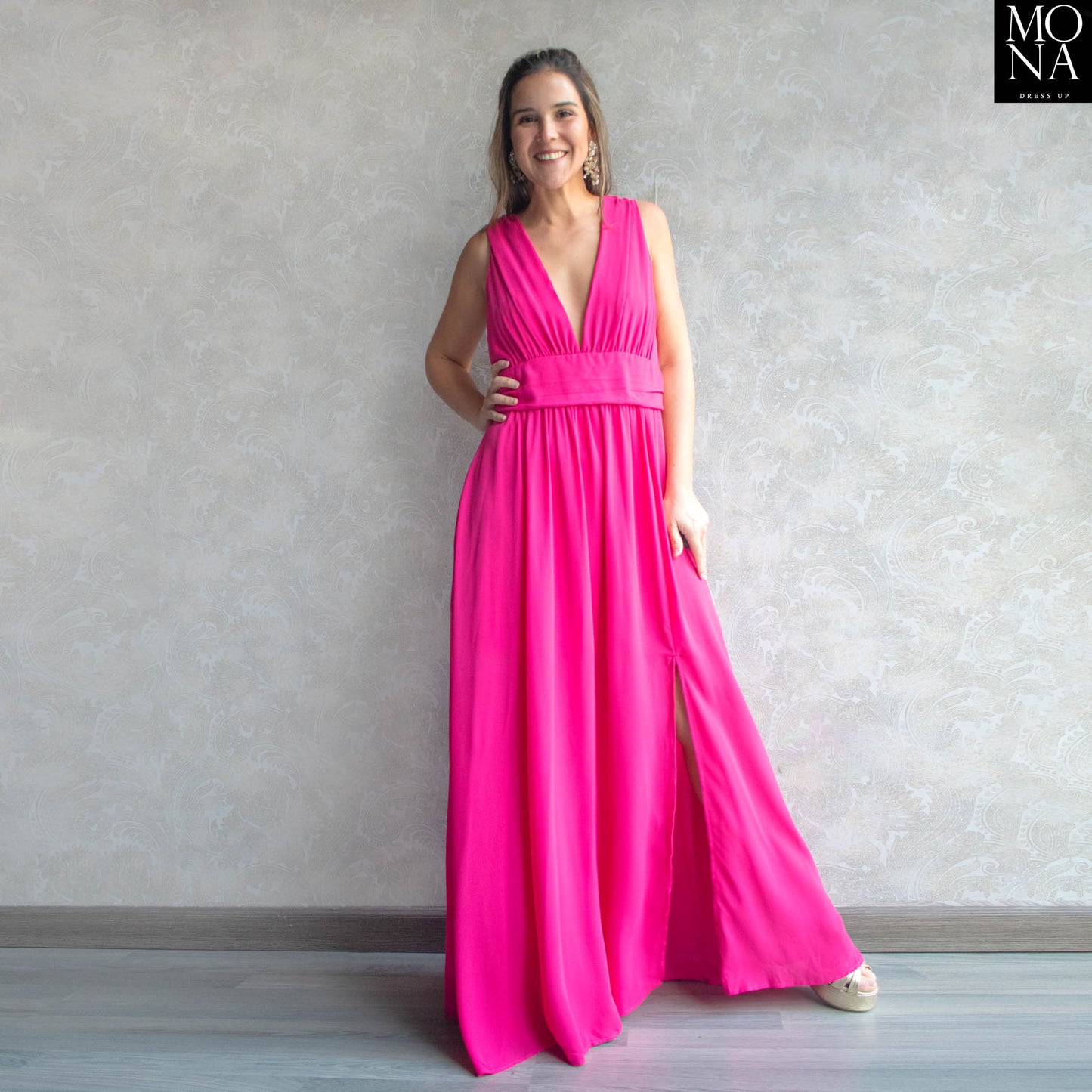 VESTIDO LARGO ELISA FUCSIA