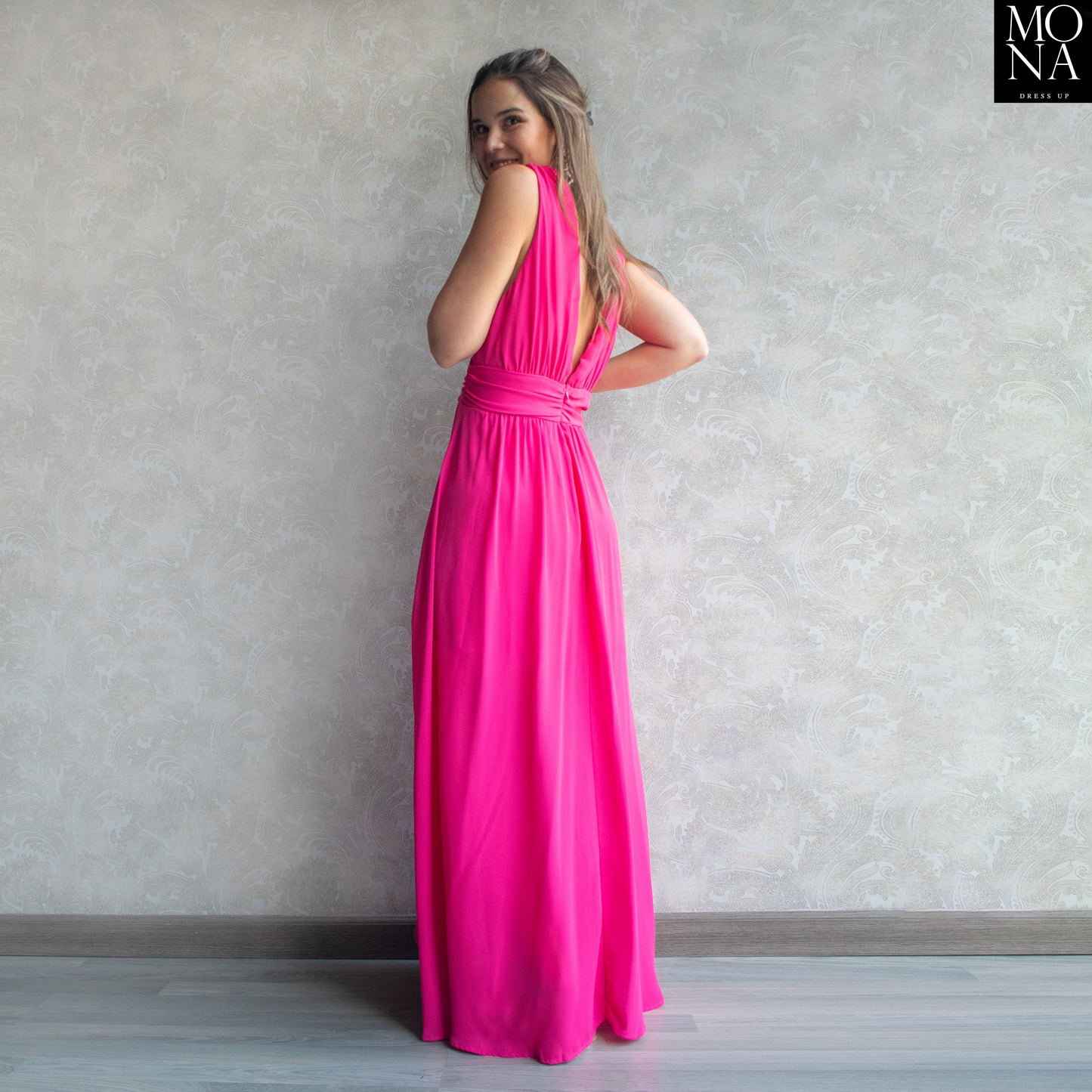 VESTIDO LARGO ELISA FUCSIA