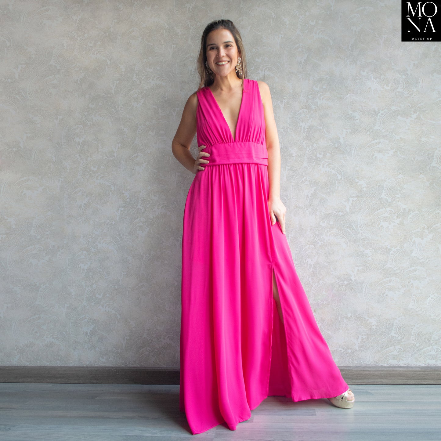 VESTIDO LARGO ELISA FUCSIA