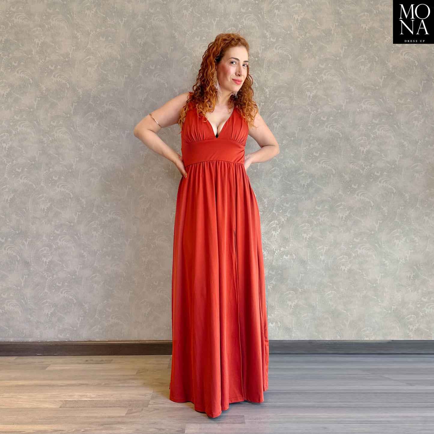 VESTIDO LARGO ELISA NARANJO