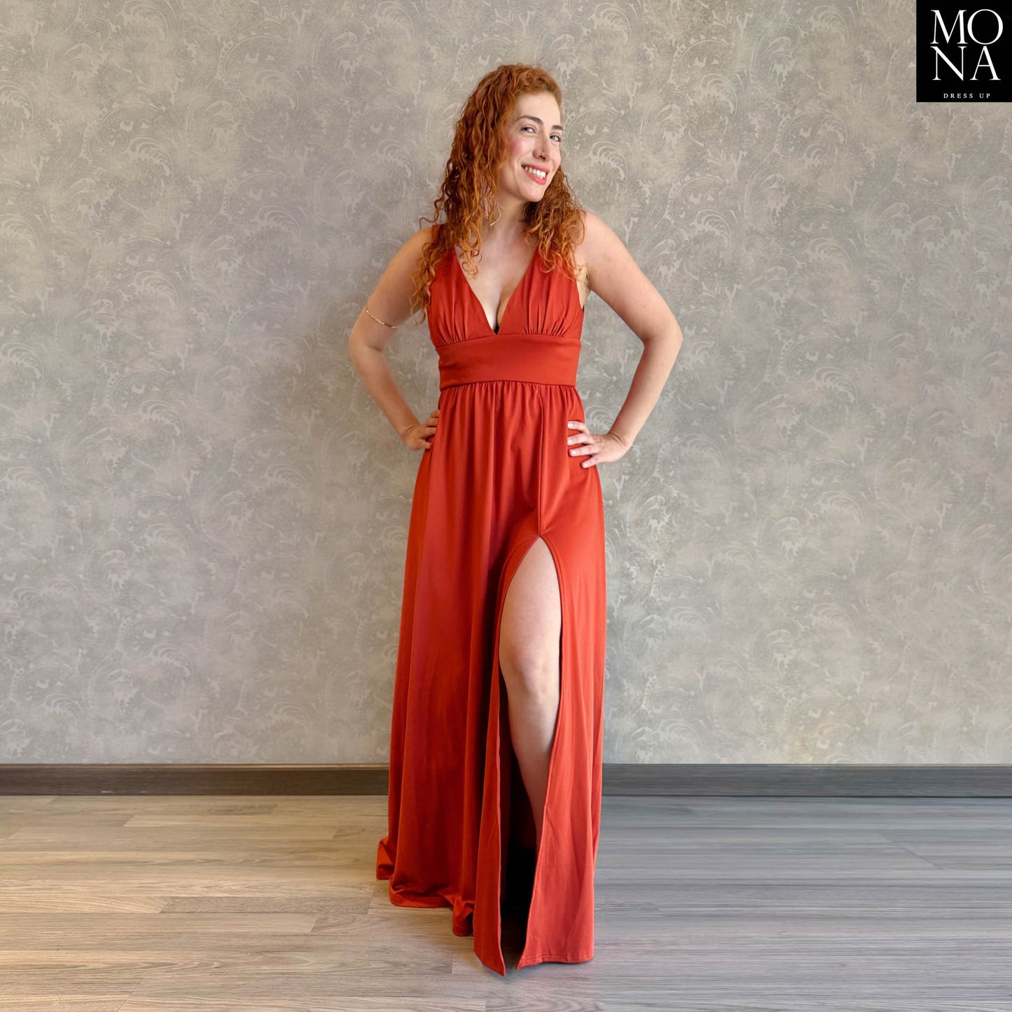VESTIDO LARGO ELISA NARANJO