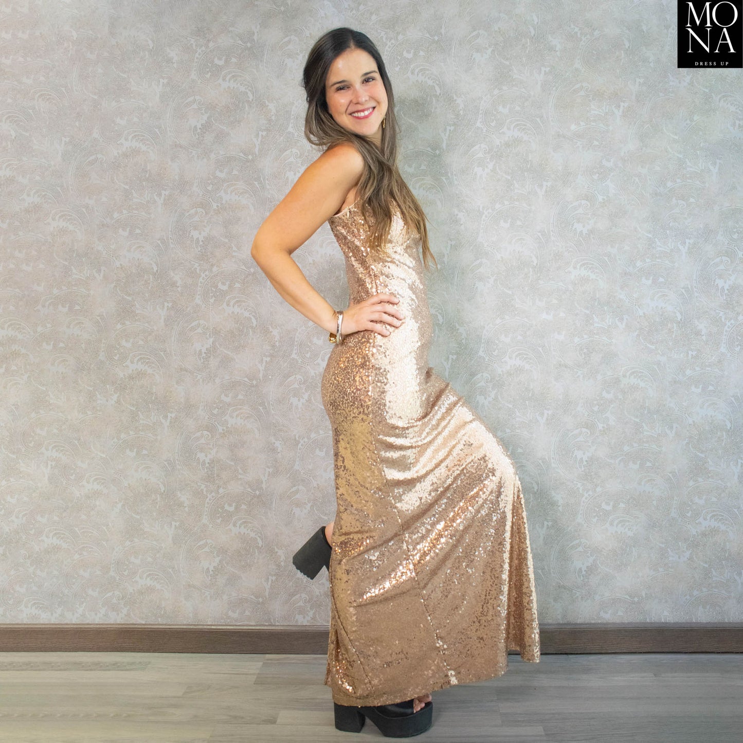 VESTIDO LARGO NATACHA DORADO