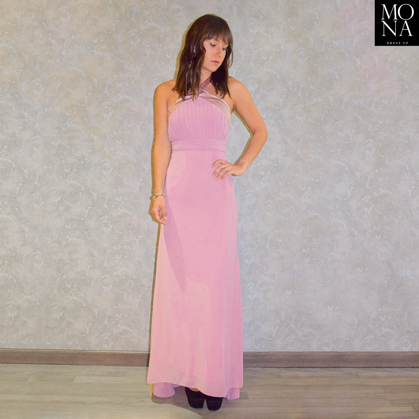 VESTIDO LARGO SERENA ROSADO