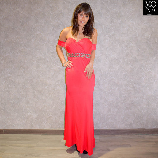 VESTIDO LARGO MARISOL CORAL