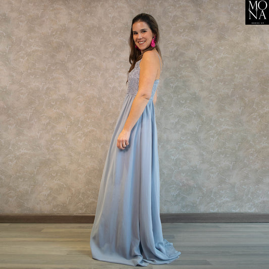 VESTIDO LARGO GEORGINA CELESTE
