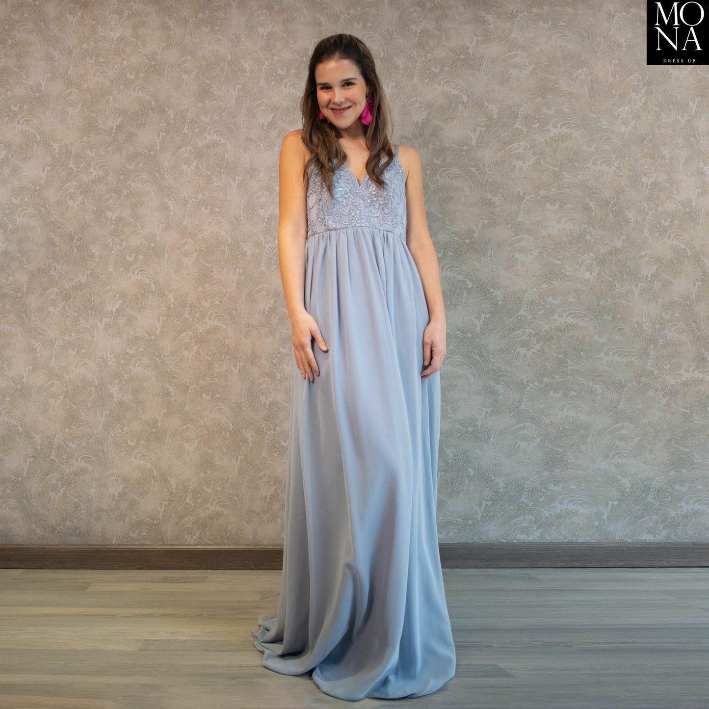 VESTIDO LARGO GEORGINA CELESTE